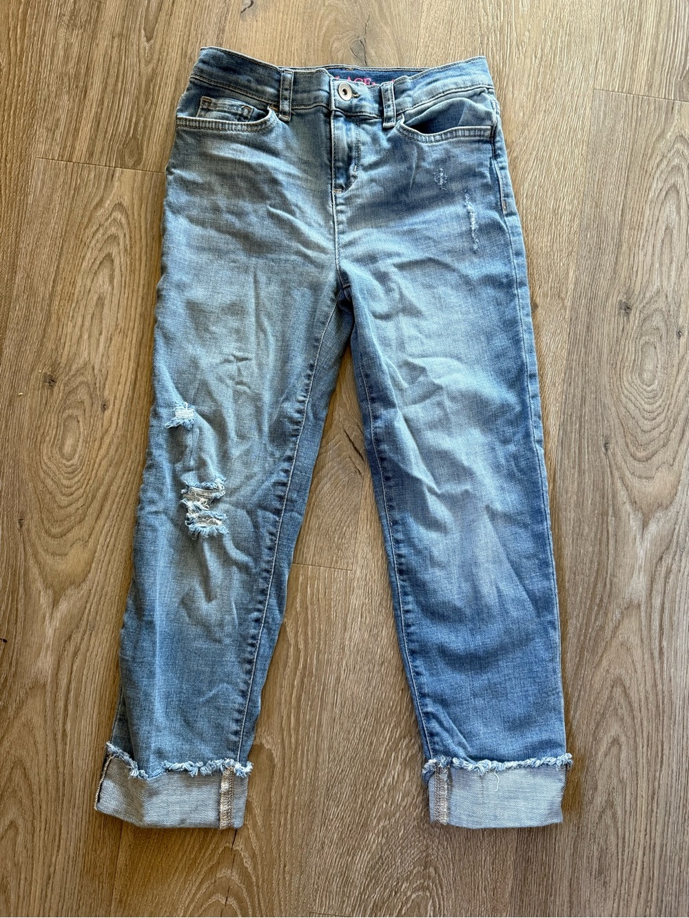 Light Blue Distressed Cropped Jeans